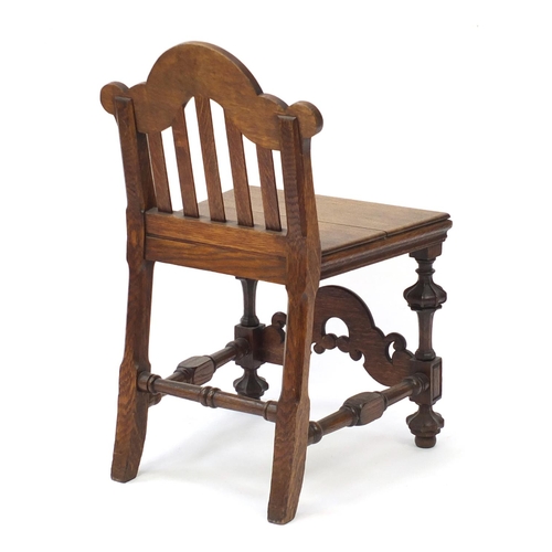 2070 - Oak Carolean style low chair, 81cm high