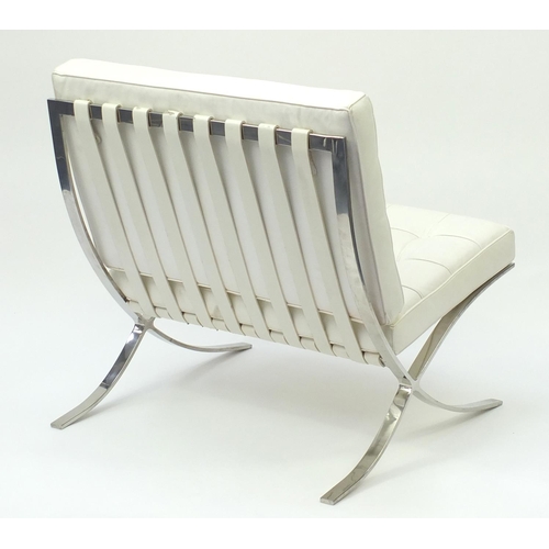 2026 - Chrome Barcelona chair, designed by Ludwig Mies van der Rohe and Lilly Reich, 74cm high
