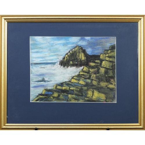 172 - Clifford H Fisher - The Giant's Causeway, North Ireland, pastel, mounted and framed, 29cm x 22cm