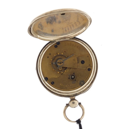 695 - Victorian gentleman's silver  open face pocket watch with subsidiary dial, the movement numbered 259... 