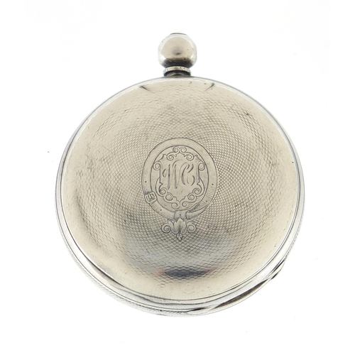 696 - Victorian gentleman's silver George Brown open face pocket watch, with fusee movement, the case date... 