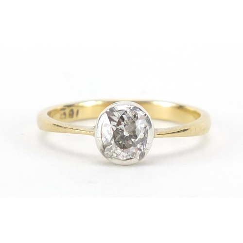 607 - 18ct gold diamond solitaire ring, size I, approximate weight 1.7g