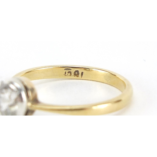 607 - 18ct gold diamond solitaire ring, size I, approximate weight 1.7g