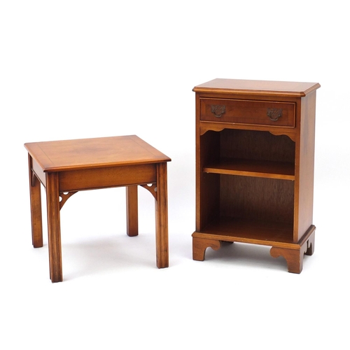 116 - Inlaid yew side cabinet and coffee table