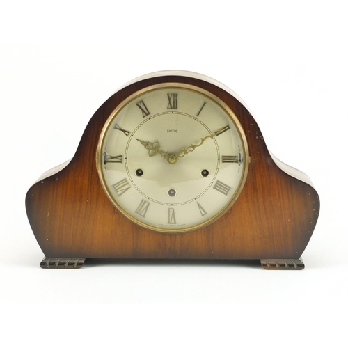 338 - Smiths Westminster chiming mantel clock, 36cm wide