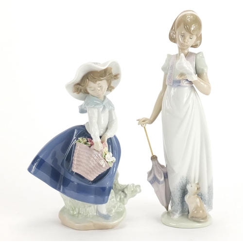 2397 - Two Lladro figurines including Summer Stroll both with boxes, numbered 7611 and 5222, the largest 23... 