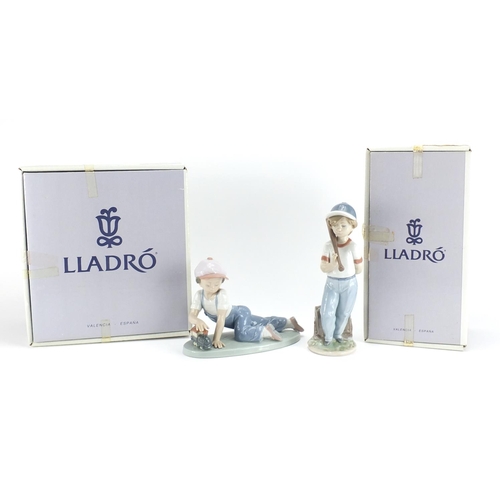 2212 - Two Lladro figures including All Aboard both with boxes, numbered 7619 and 7610, the largest 21cm hi... 
