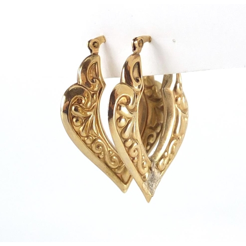 2649 - Pair of Victorian style 9ct gold earrings, 3.5cm in length, approximate weight 2.7g