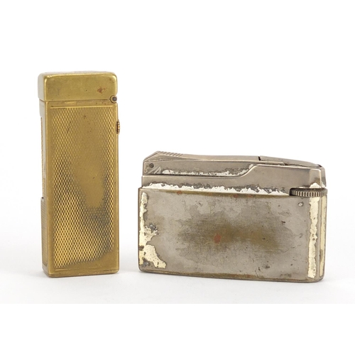 703 - Dunhill gold plated pocket lighter and a Buler lighter watch