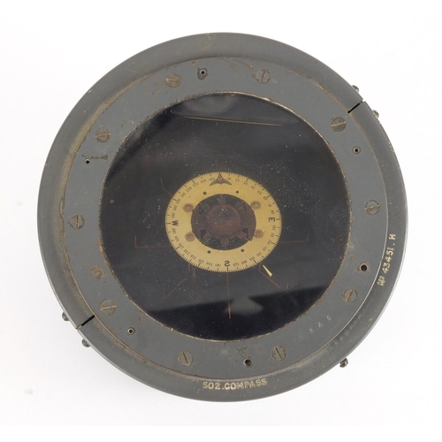 967 - Military interest Air Ministry compass, numbered 43451, 16cm in diameter