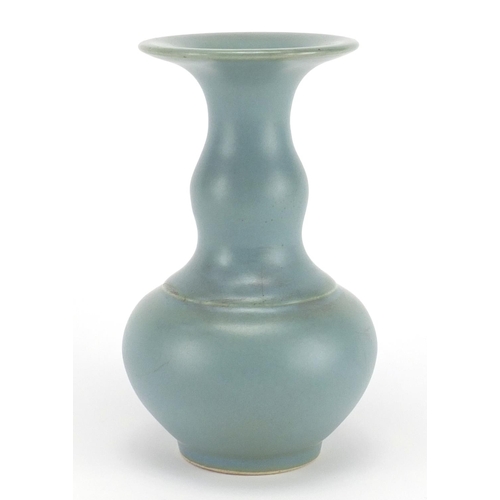 256 - Chinese turquoise glazed vase, six figure character marks to the base, 14.5cm high