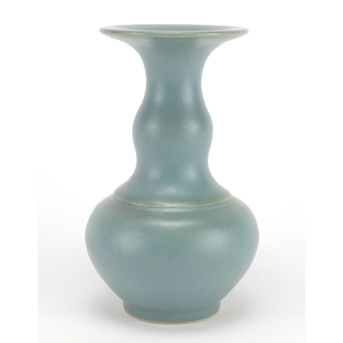 256 - Chinese turquoise glazed vase, six figure character marks to the base, 14.5cm high