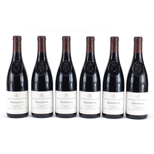 2165 - Six bottles of 2007 Delas Hermitage Marqis De La Tourette red wine