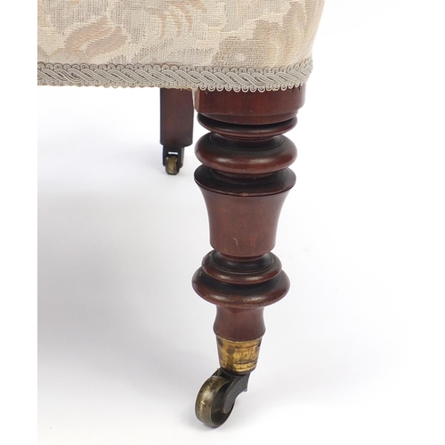 2104 - Victorian mahogany barley twist Prie-Dieu with floral upholstery, 100cm high