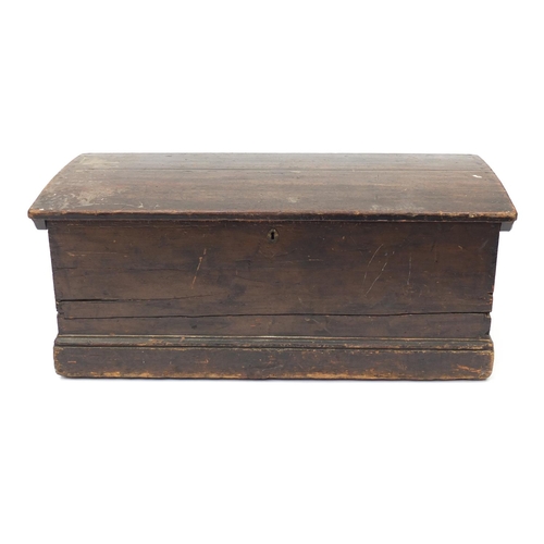 31 - Victorian pine blanket box with candle tray, 40cm H x 100cm W x 46cm D