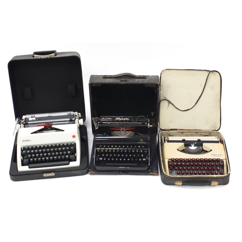 877 - Three vintage Olympia typewriters including Splendid 33