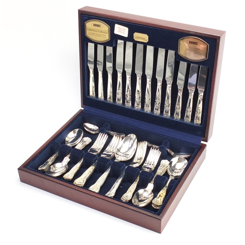 2158 - Viners Kings Royale forty four piece canteen of silver plated cutlery, the canteen 39cm wide