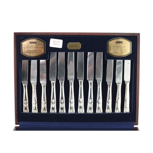 2158 - Viners Kings Royale forty four piece canteen of silver plated cutlery, the canteen 39cm wide