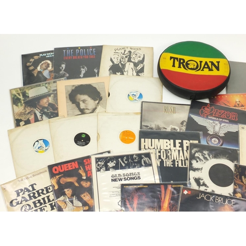 2602 - Vinyl LP's, singles and a Trojan tyre including The Beatles Abbey Road with misaligned apple, Jethro... 