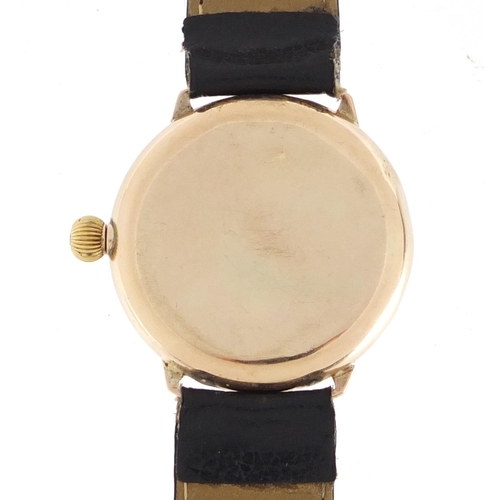 666 - Military interest trench watch with 9ct gold Francis Borgel case, 3.5cm in diameter