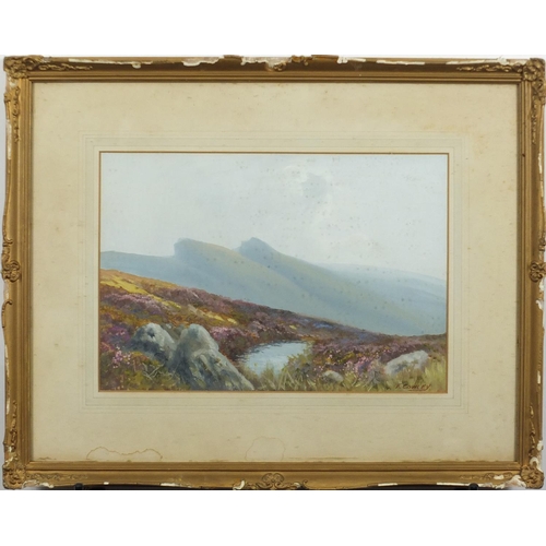 127 - F Cowley - Scottish landscape, Victorian watercolour, mounted and framed, 36cm x 25cm