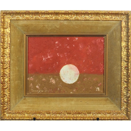 785 - The Moon, oil and sand on canvas, bearing a signature Tomayo and inscription verso, mounted and fram... 