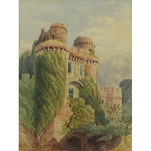 762 - William Callow - Herstmonceux Castle, 19th century watercolour, inscribed verso, mounted and framed,... 