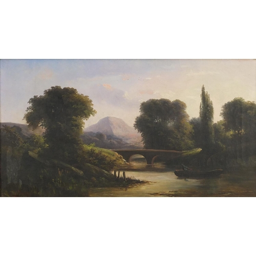 794 - Rodrigo - Pastoral scenes with a fisherman, pair of 19th century oil on canvases, mounted and framed... 