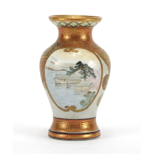 667 - Miniature Japanese Kutani hand painted vase, 9cm high