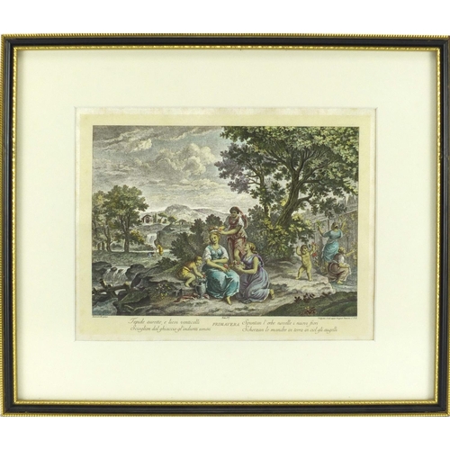 174 - F Bartolozzi - Set of four coloured prints, each mounted and framed, 26cm x 20cm
