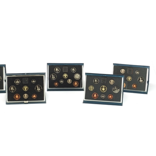 2571 - Seven United Kingdom proof coin collections with boxes, 1990, 1991, 1992, 1993, 1994, 1995 and 1996