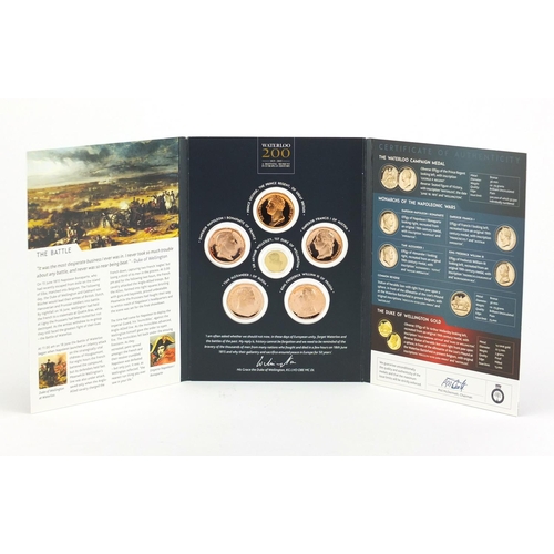 2586 - The Battle of Waterloo coin collection comprising six coins including a 14ct gold Duke of Wellington... 