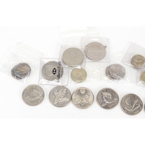 599 - Group of coins including eleven commemorative five pound coins