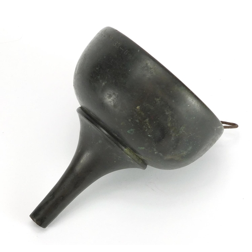 74A - Joseph Lucas oil funnel, numbered 33, 15.5cm high