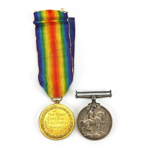 142A - British Military World War I pair awarded to DM2-162646PTE.F.BARNES.A.S.C.