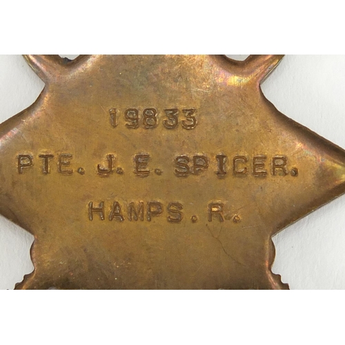 136 - British Military World War I trio, awarded to 19833PTE.J.E.SPICER.HAMP.R.