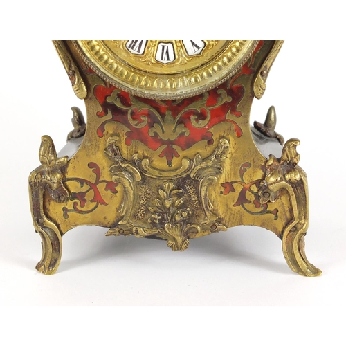 710 - 19th century French boulle clock, the dial with enamelled Roman numerals, 30.5cm high