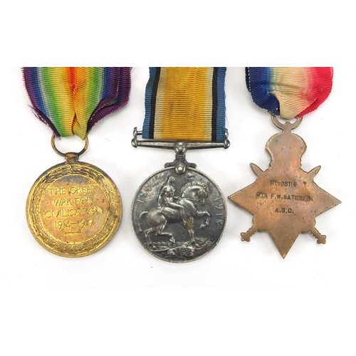 138 - British Military World War I trio, awarded to M1-08116PTE.F.W.8BATMAN.A.S.C.