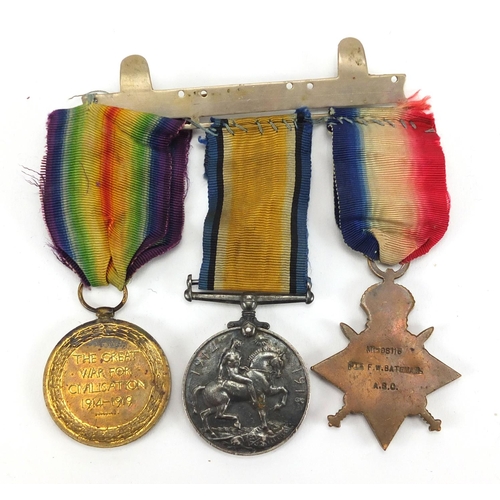 138 - British Military World War I trio, awarded to M1-08116PTE.F.W.8BATMAN.A.S.C.