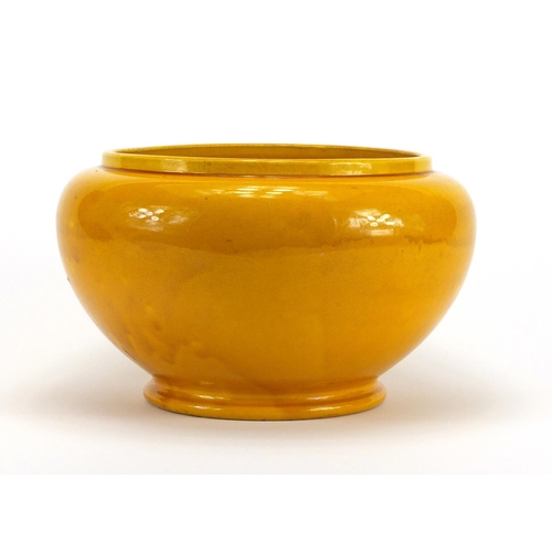 452 - Burmantofts yellow glazed jardinière, impressed marks and numbered 118 to the base, 16cm high x 26cm... 