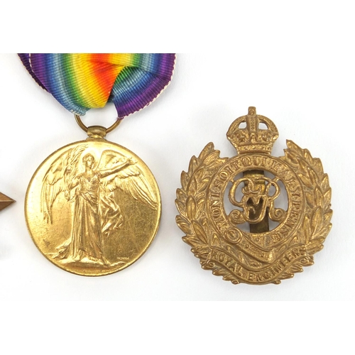 140 - British Military World War I trio with cap badge, awarded to 30406PNR.H.L.ALSOP.R.E