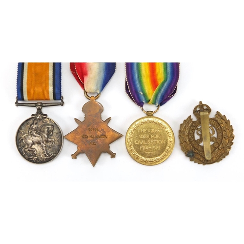 140 - British Military World War I trio with cap badge, awarded to 30406PNR.H.L.ALSOP.R.E