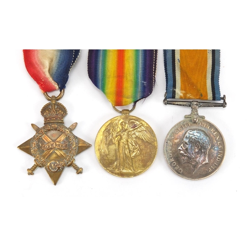 137 - British Military World War I trio with ornate brass frame, awarded to 14835A.CPL.G.H.WOOD.ESSEXR.