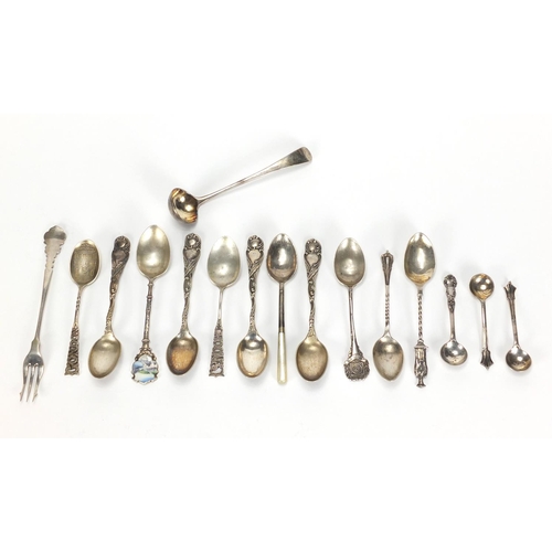 2551 - Georgian and later silver spoons including London souvenirs, various hallmarks, approximate weight 1... 