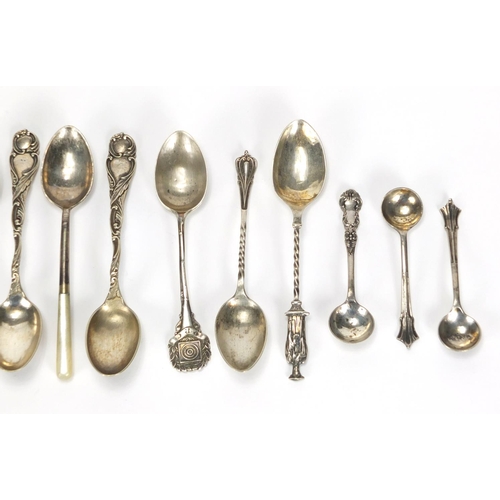 2551 - Georgian and later silver spoons including London souvenirs, various hallmarks, approximate weight 1... 