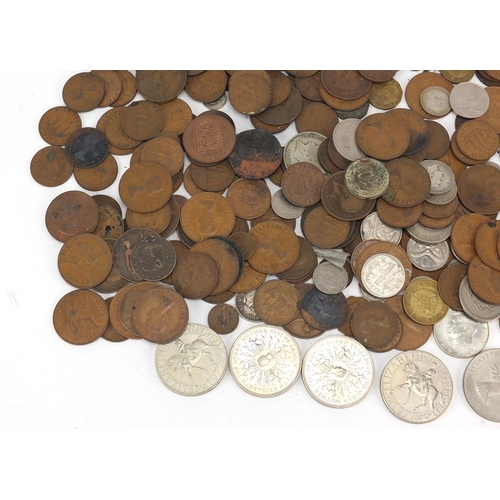 615 - Mostly British pre 1947 coins including shillings, half crowns, pennies and half pennies