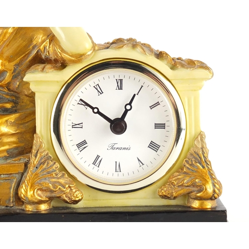 237 - Art Nouveau style gilt and ivorine figural clock, 24cm in length