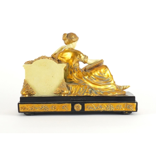 237 - Art Nouveau style gilt and ivorine figural clock, 24cm in length