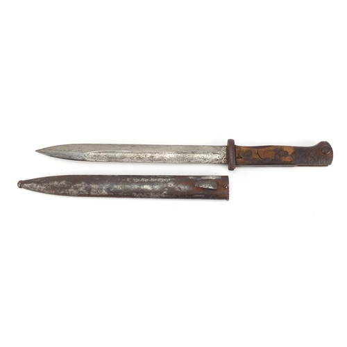 970 - Military interest bayonet with scabbard, 41cm in length