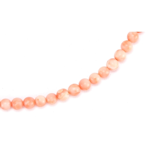801 - Pink coral bead necklace, 40cm in length